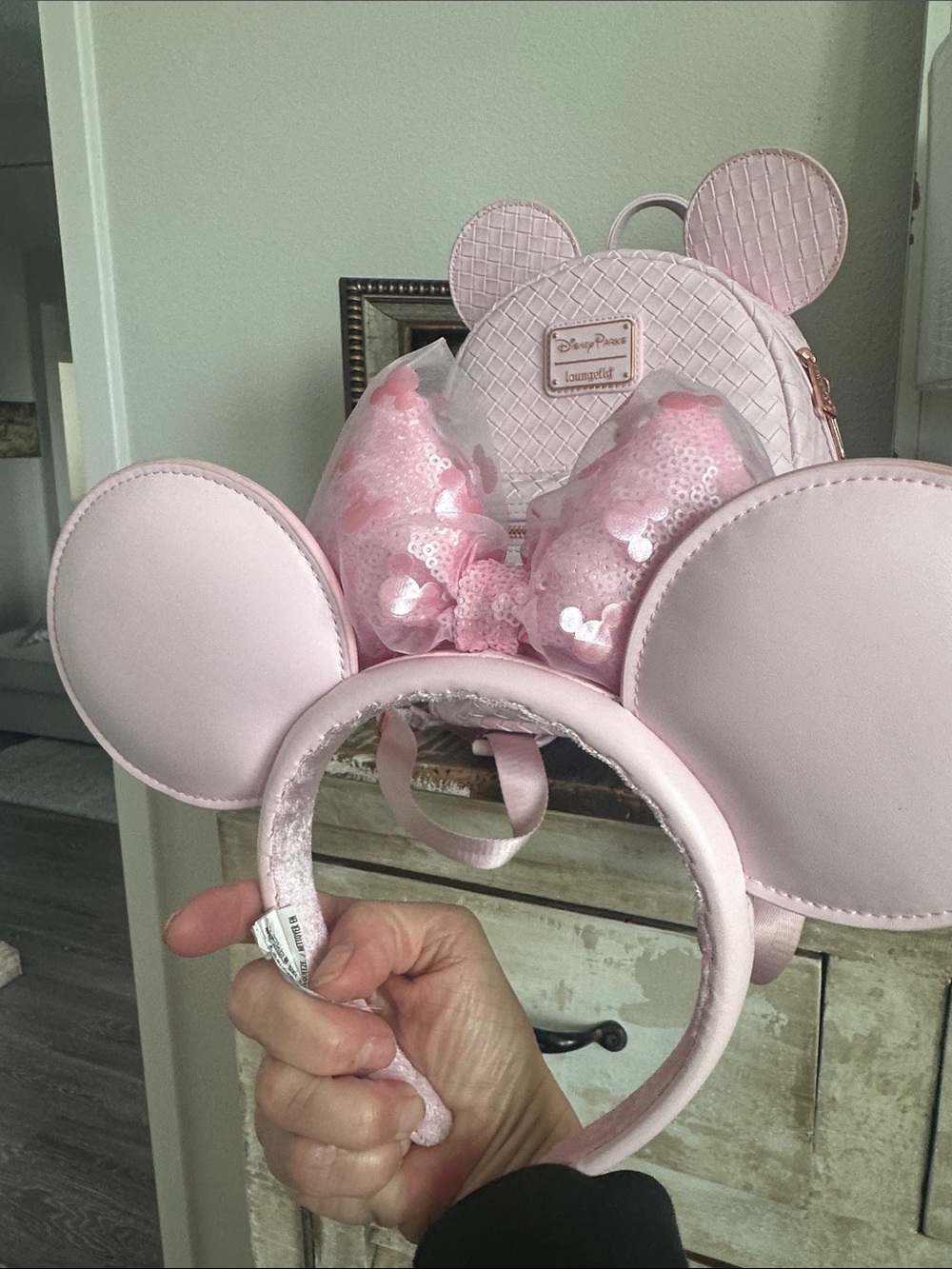 Disney Loungefly Pink Minnie Mouse Backpack with Matching Ears Disney - Picture 7 of 9